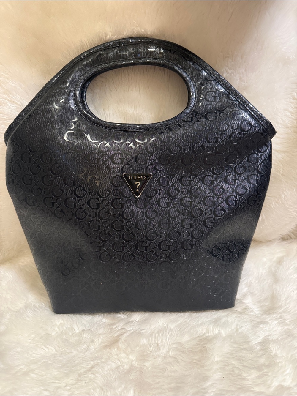 GUESS Black Monogram Insulated Lunch Tote Lunch Bag NWOT